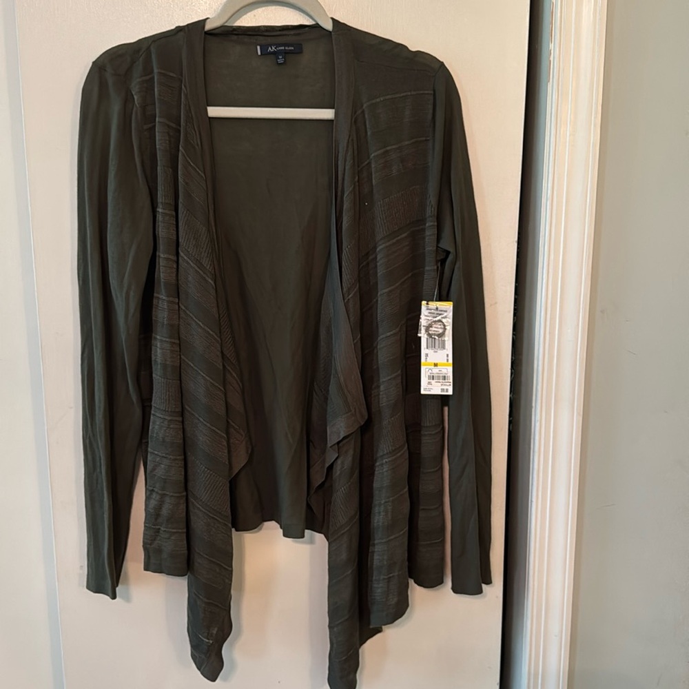 NWT Anne Klein Olive Green Cardigan Sweater Size M